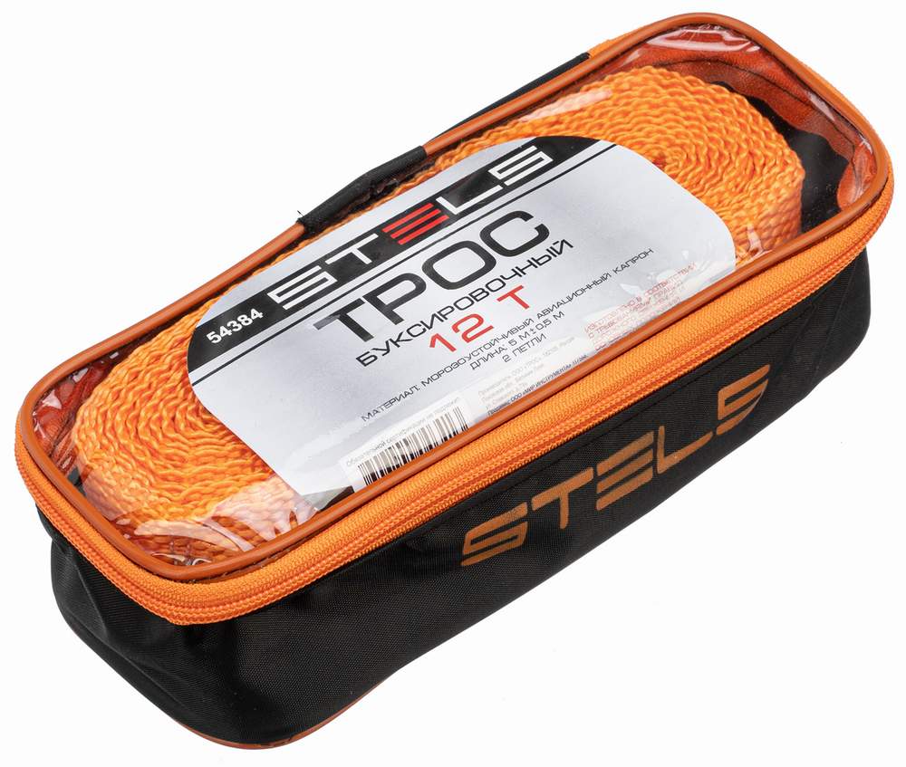 Трос буксировочный 12т 2 петли, сумка на молнии (54384)