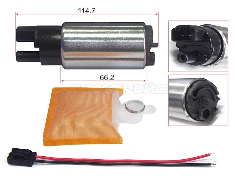 Бензонасос электрический универсальный 12V 3bar 90L/H V=1300-3400 4-5E 4-5AFE 3-4SFE 3SGE 1G# 1JZGE 7K 3Y 2TZF (фишка больш.)