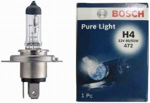 Лампа BOSCH H4 12V 60/55W P43T PURE LIGHT