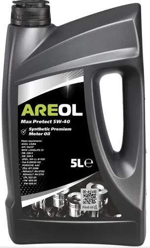 AREOL Max Protect 5W40 SN/CF 5L (A3/B4 VW502.00/505.00 MB229.3)