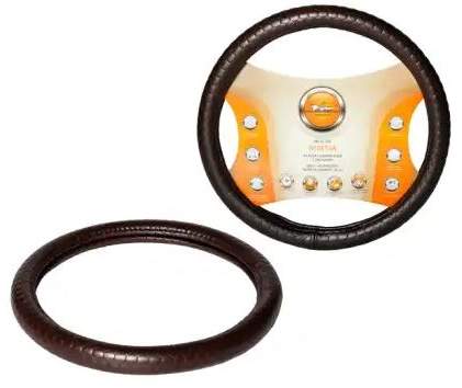 Оплетка на руль кожаная AIRLINE AWC-SL-04M 38см тисненая коричневая