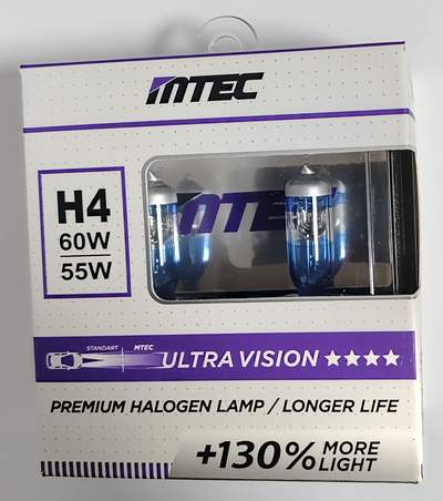 Лампа MTEC H4 12V 60/55W P43T +130% BOX (пара)