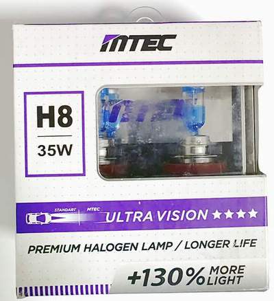 Лампа MTEC H8 12V 65/55W +130% BOX (пара)