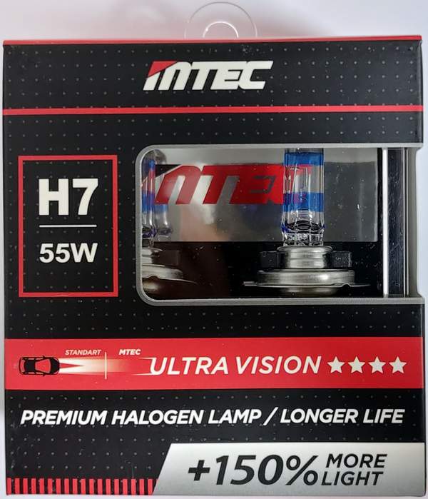 Лампа MTEC H7 12V 55W +150% BOX (пара)