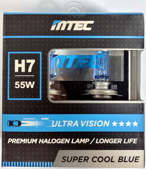 Лампа MTEC H7 12V 55W +110% Super Cool Blue BOX (пара)