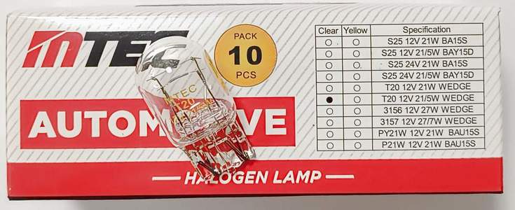 Лампа MTEC T20D б/ц 12V 21/5W (2-спирали)