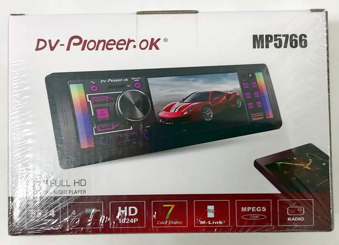 Магнитола 1DIN/Radio/MP3/BT DV-Pioneer.OK MP5766 с экраном