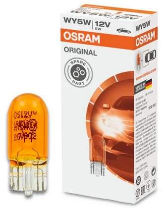 Лампа OSRAM T10 б/ц 12V 5W (WY5W 2827NA оранжевая)