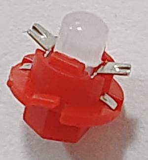 Лампочка светодиодная в приборную панель MF 12мм с контакт.усиками красная