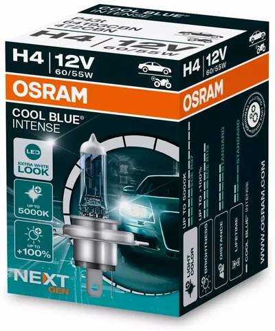 Лампа OSRAM H4 12V 60/55W P43T 64193CBN +100% COOL BLUE INTENSE
