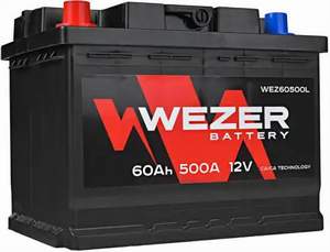 Аккумулятор WEZER WEZ60500L 60Ah 12V 500A 19.5/17.9 евро 242x175x190 (EN, L+)