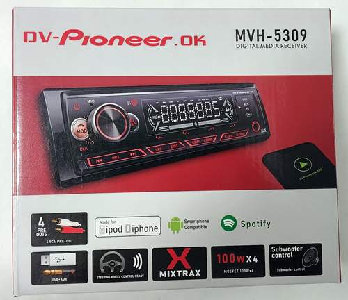 Магнитола 1DIN/Radio/MP3/BT DV-Pioneer.OK MVH-5309