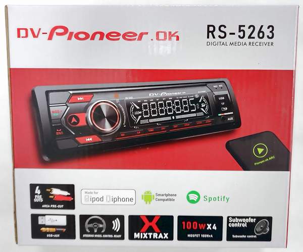 Магнитола 1DIN/Radio/MP3/BT DV-Pioneer.OK RS-5263