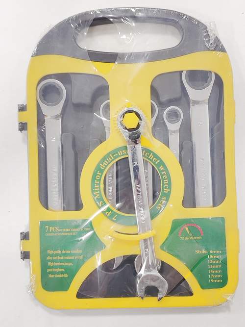 Набор ключей комбинированных трещоточных 7pcs (8-10-12-13-14-17-19)