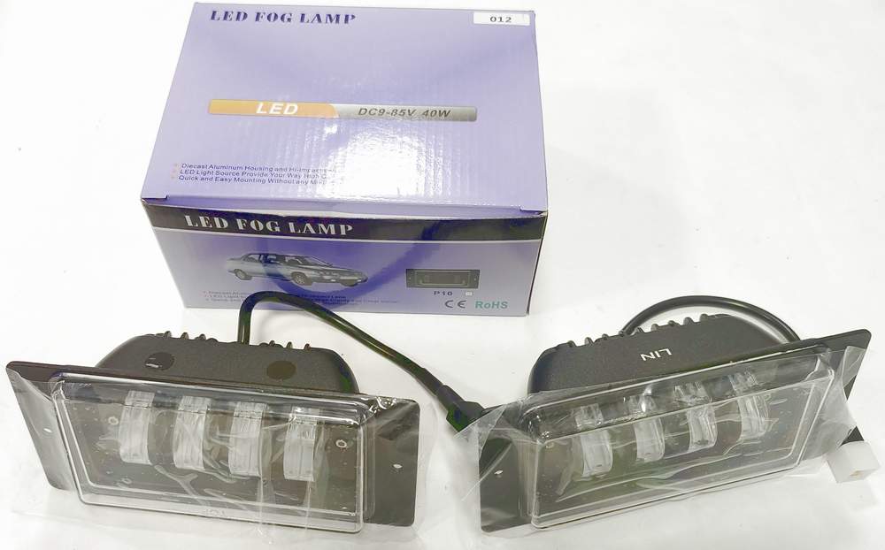 Противотуманки светодиодные DRL/ДХО 4xCREE-LED-вертикальн.плоские линзы, белый, врезной 8.5x17.5см (пара) SP-077A