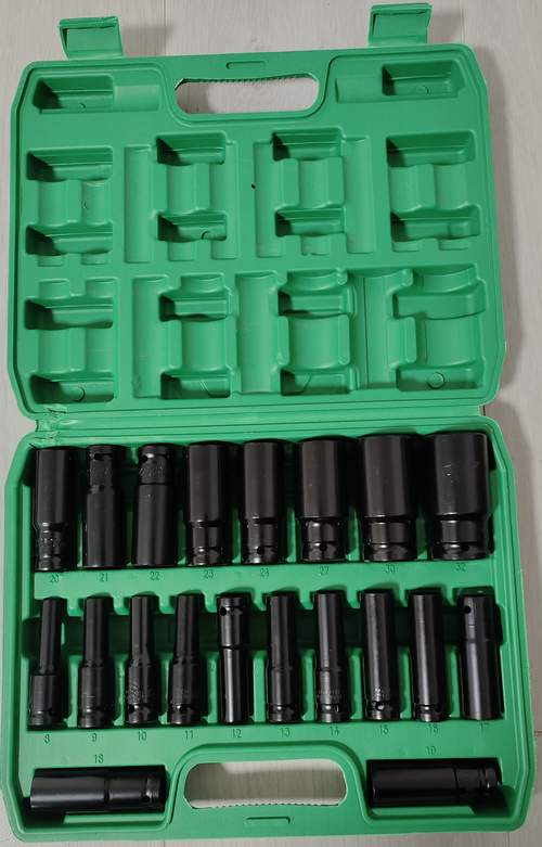 Набор головок удлинённых 20pcs 8-32 (черные, пласт. футляр)