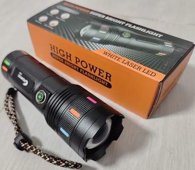 Фонарь аккумуляторный металл. LED ZJ-701 Li-ion 18650, Type-C, Zoom, PowerBank, толст. (+)