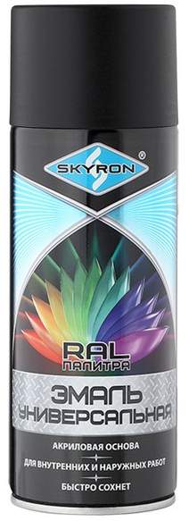 Краска-аэрозоль универсальная SKYRON SR-10905 черная матовая акриловая 520мл