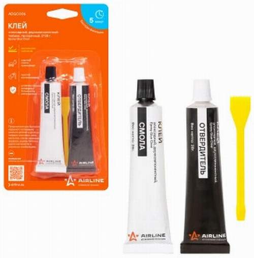 Клей эпоксидный 2-х комп. A+B AIRLINE 28x2гр (4 мин, пластмасс, керамика, дерево, металл)