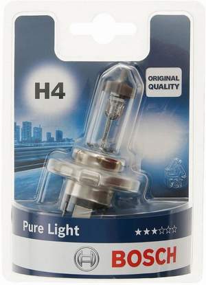 Лампа BOSCH H4 12V 60/55W P43T PURE LIGHT (блистер)