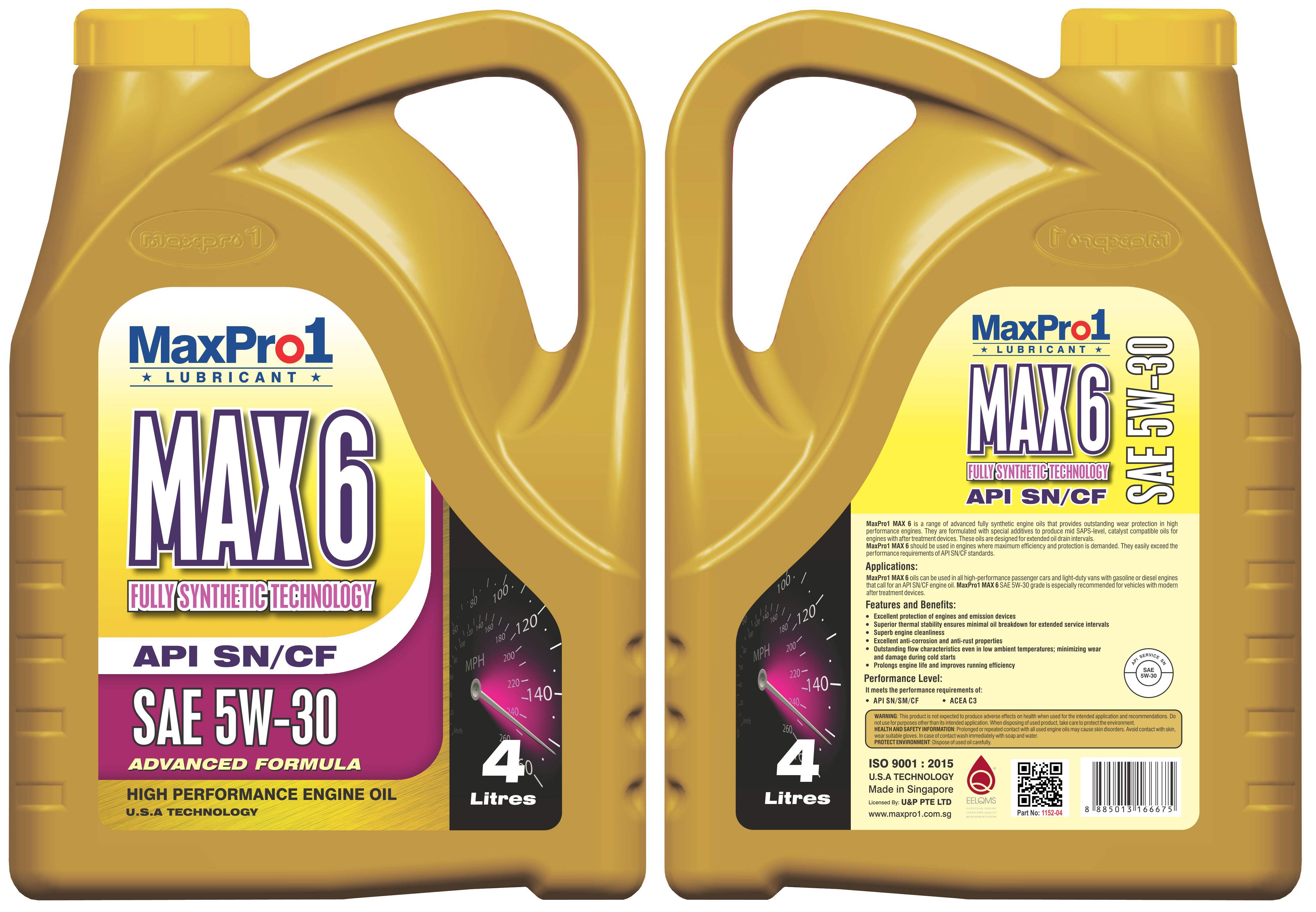 MaxPro1 MAX 6 SAE 5W30 SN/CF 4L
