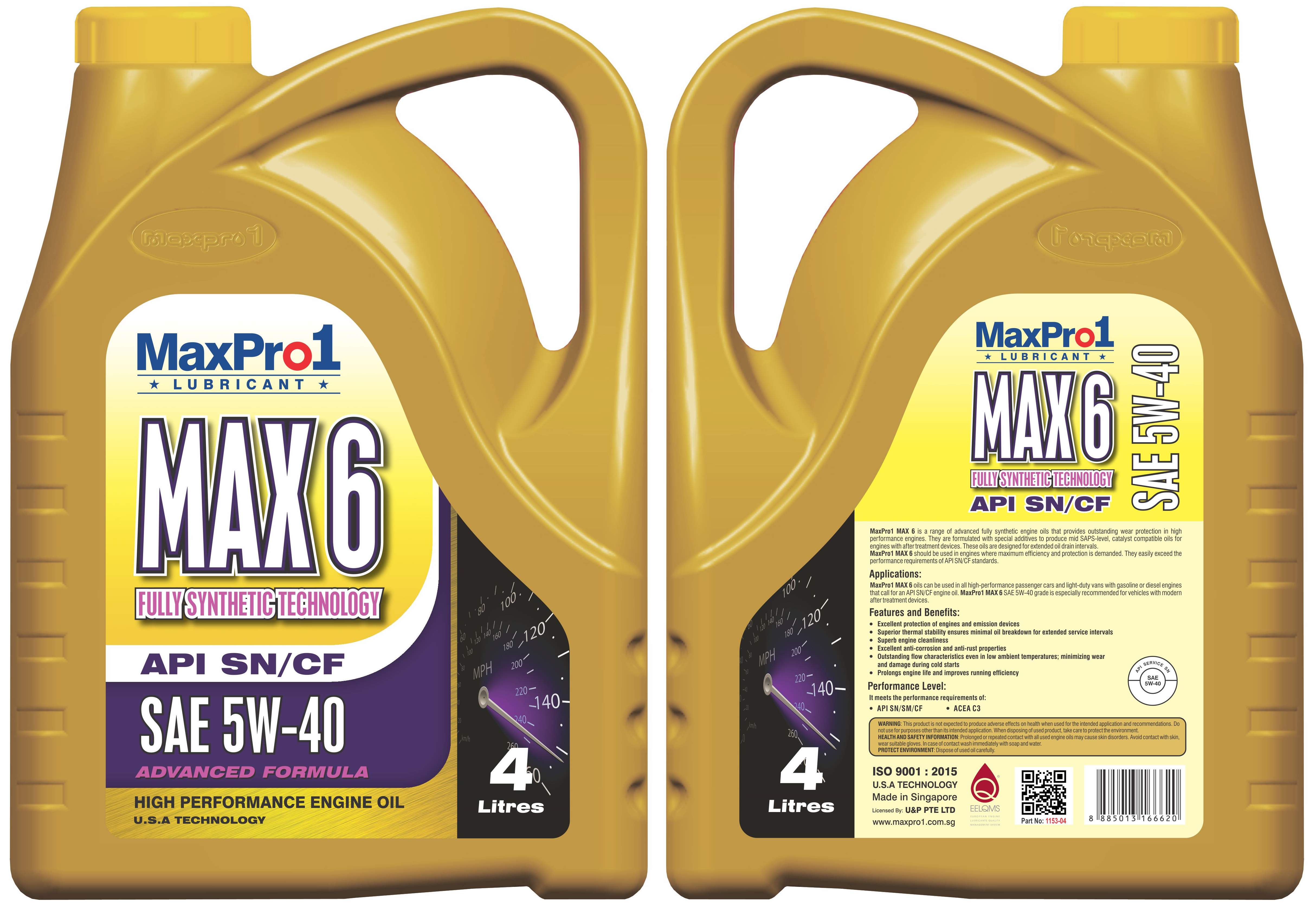 MaxPro1 MAX 6 SAE 5W40 SN/CF 4L