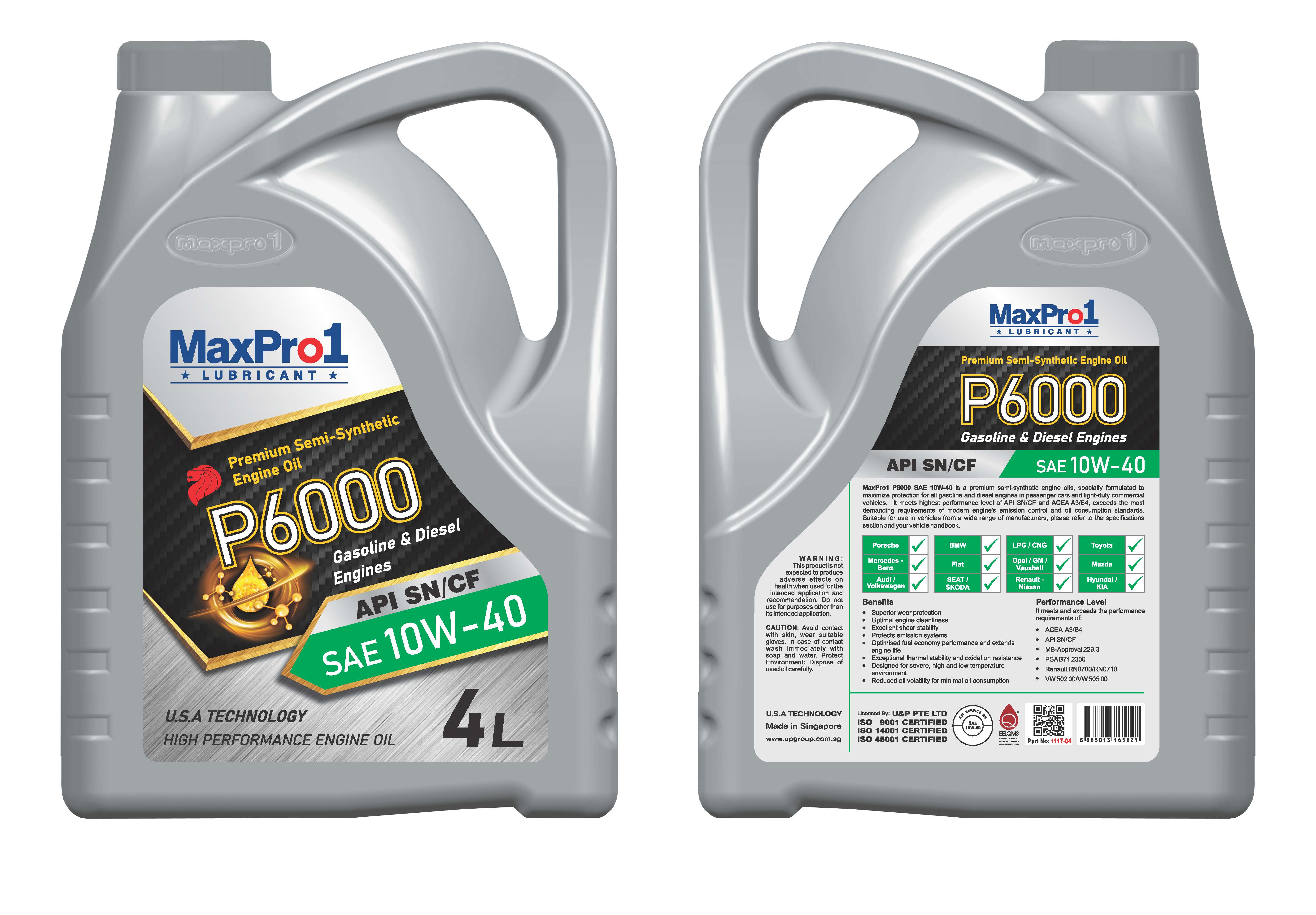 MaxPro1 P6000 SAE 10W40 SN/CF 4L