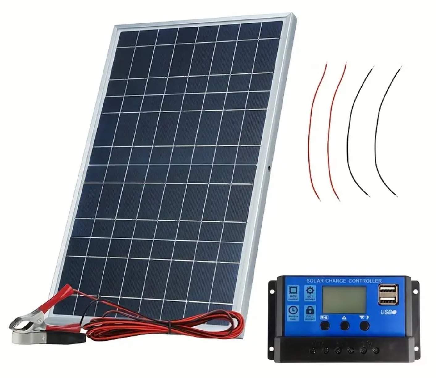 Солнечная панель FC079 33х20см + контроллер 12/24V 100A 1800W(12V) 3600W(24W)