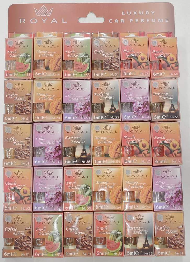 Ароматизатор фрукты ROYAL флакончик (ассорти с листа 30шт)