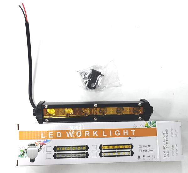 Дневные ходовые огни DRL/ДХО 6-LED 17x2.5см с креплением (пара, желтые)
