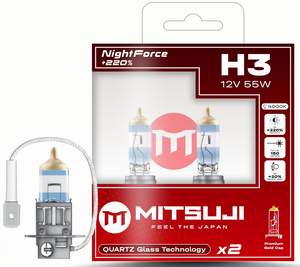 Лампа MITSUJI H3 12V 55W Night Force +220% (пара)