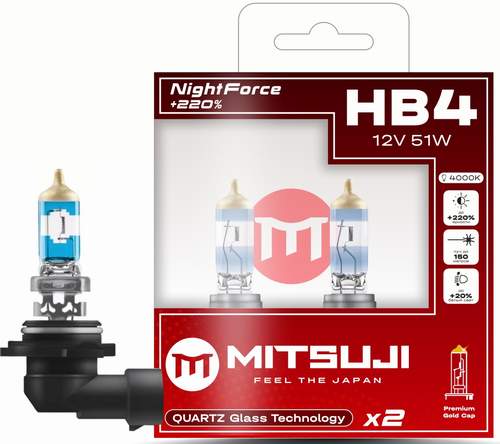 Лампа MITSUJI HB4 12V 60W Night Force +220% (пара)