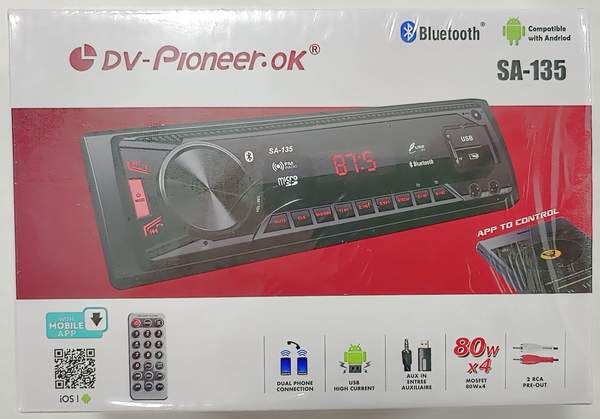Магнитола 1DIN/Radio/MP3/BT DV-Pioneer.OK SA-135