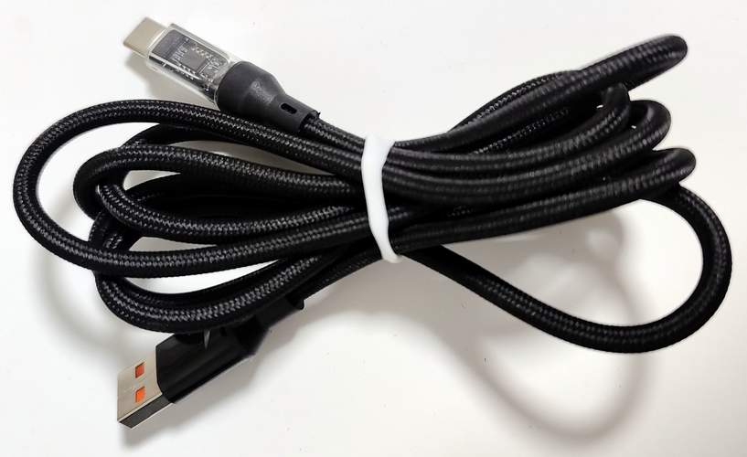 Кабель USB-Type-C 1.5м 120W с ваттметром тканевая оплетка