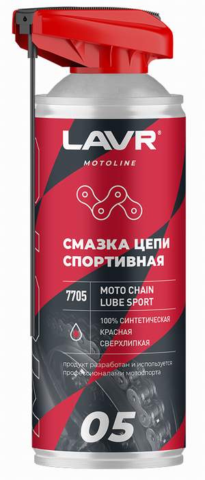 Смазка цепная спортивная красная сверхлипкая LAVR Ln7705 370мл