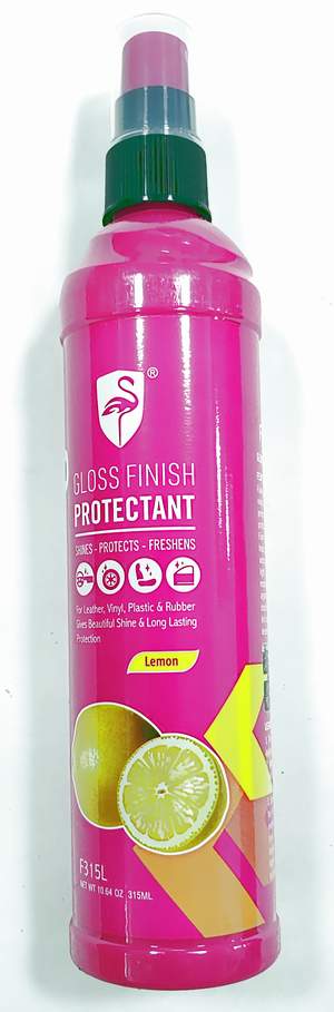Очиститель-полироль пластика, винила, кожи, резины FLAMINGO F315L Gloss Finish Protectant - Lemon (флакон)