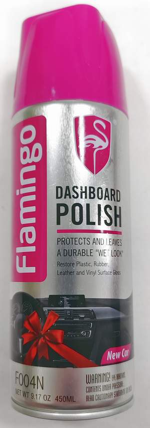 Полироль панели FLAMINGO F004N Dashboard Polish 450мл - New Car (спрэй)