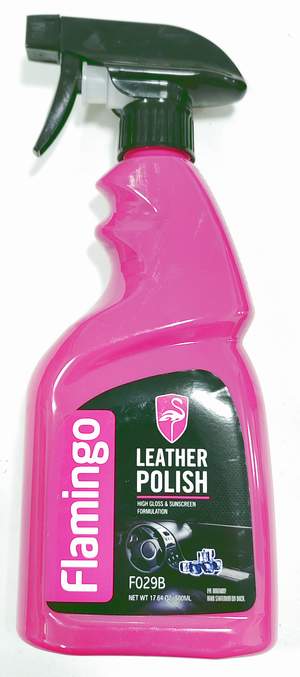 Полироль панели FLAMINGO F029B Leather Polish 500мл - Black Ice (триггер)