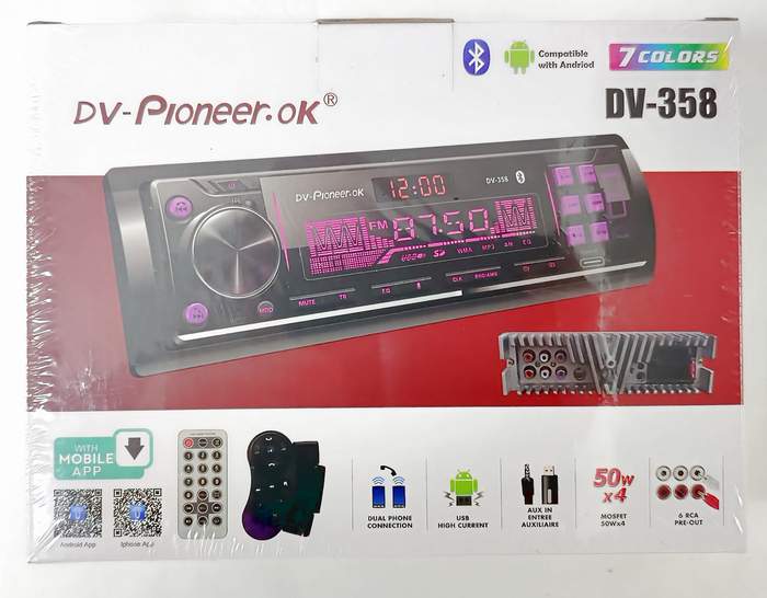 Магнитола 1DIN/Radio/MP3/BT DV-Pioneer.OK DV-358
