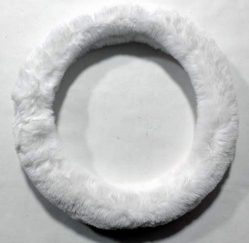 Оплетка на руль меховая белая (М)