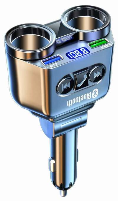 Тройник под прикуриватель - 2 гнезда, 2 USB без провода 200W + Модулятор Bluetooth