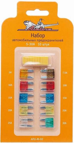 Предохранители вилочные маленькие AIRLINE Mini AFU-M-02 10pcs 5-30A