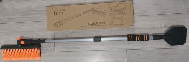 Щетка зимняя для снега со скребком разборная телескопическая 80-110см E8002 (оранжевая)