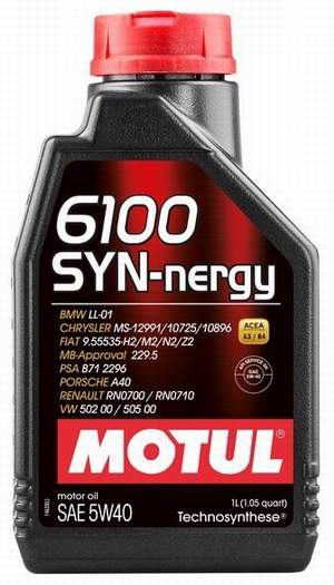 MOTUL 6100 SYN-nergy 5W40 SN/CF 1L (A3/B4, VW502.00/505.00, MB229.5, RN0700/0710)