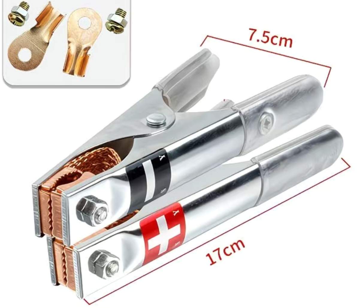 Крокодильчики прикуривателя без проводов большие с медными контактами 17x7.5см (пара)