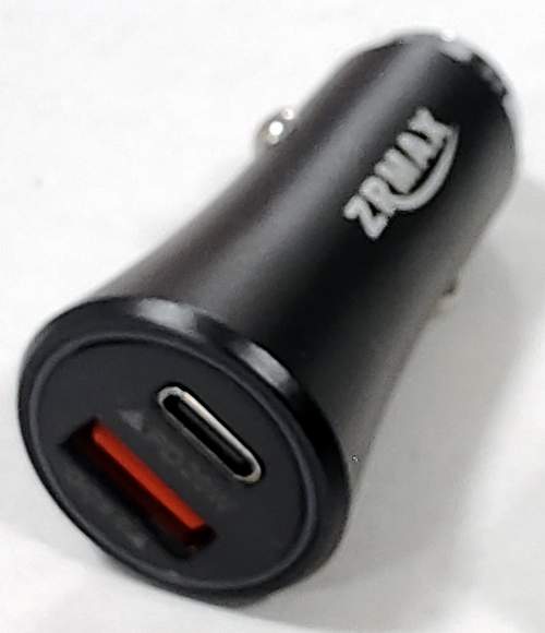 Зарядка телефонная от прикуривателя (головка без шнура) 1xUSB, 1xType-C input DC 12-24V, output DC 5V 3.1A ZRMAX ZR-601