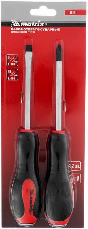 Набор отверток ударных 2шт PH2x100, SL6x100 (19121)