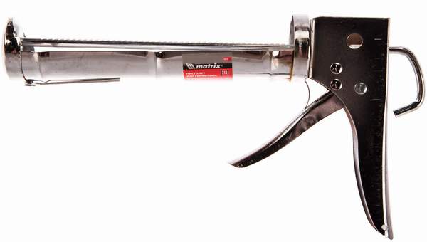 Пистолет для герметика 310мл полуоткрытый, хром., зубчатый шток 7мм (88640)