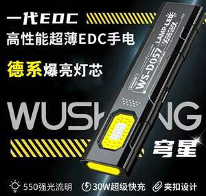 Фонарь аккумуляторный LED 30W 550LX 78g Type-C плоский WS-D057