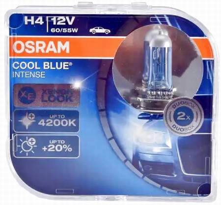 Лампа OSRAM H4 12V 60/55W P43T 64193CBI-HCB +20% COOL BLUE INTENSE (пара)